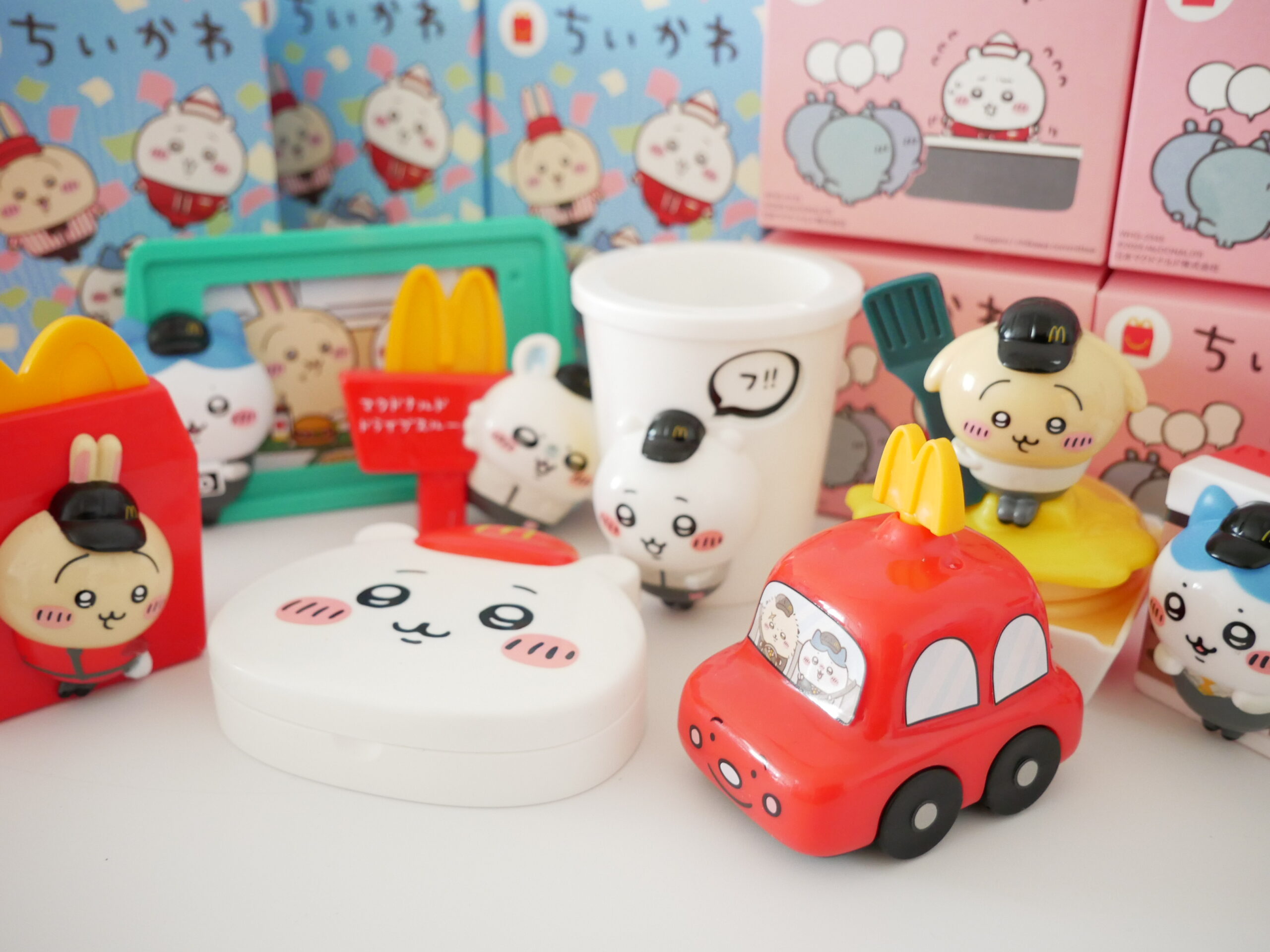 All 8 Chiikawa Happy Meal toys from McDonald’s Japan in one photo