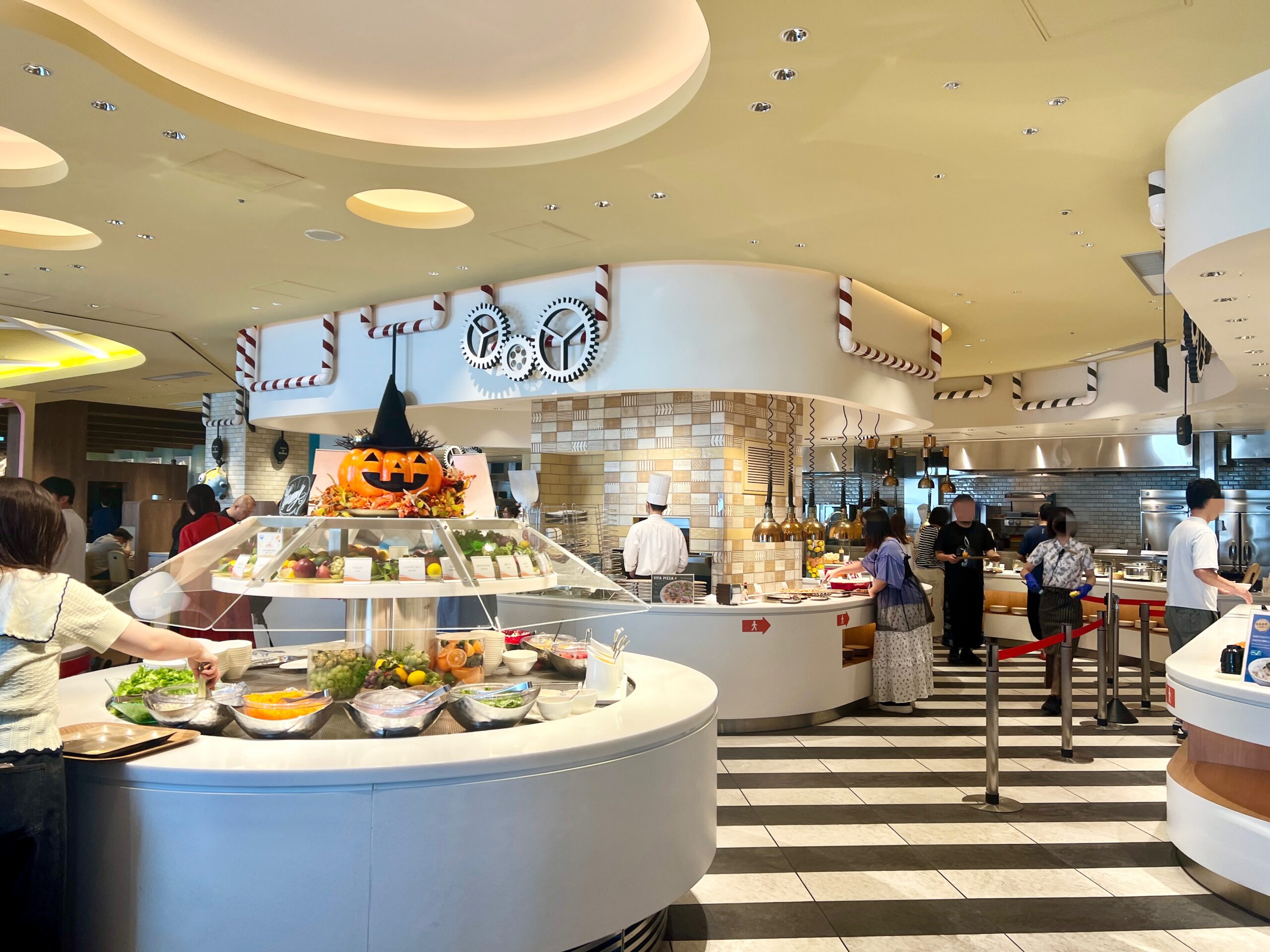 Salad bar and breakfast buffet area inside Hotel Universal Port Vita in Osaka.