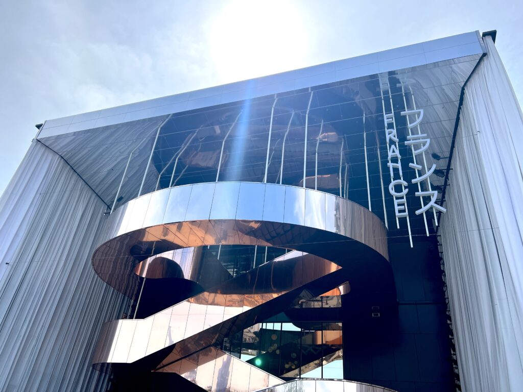 France Pavilion at Expo 2025 with mirrored modern exterior