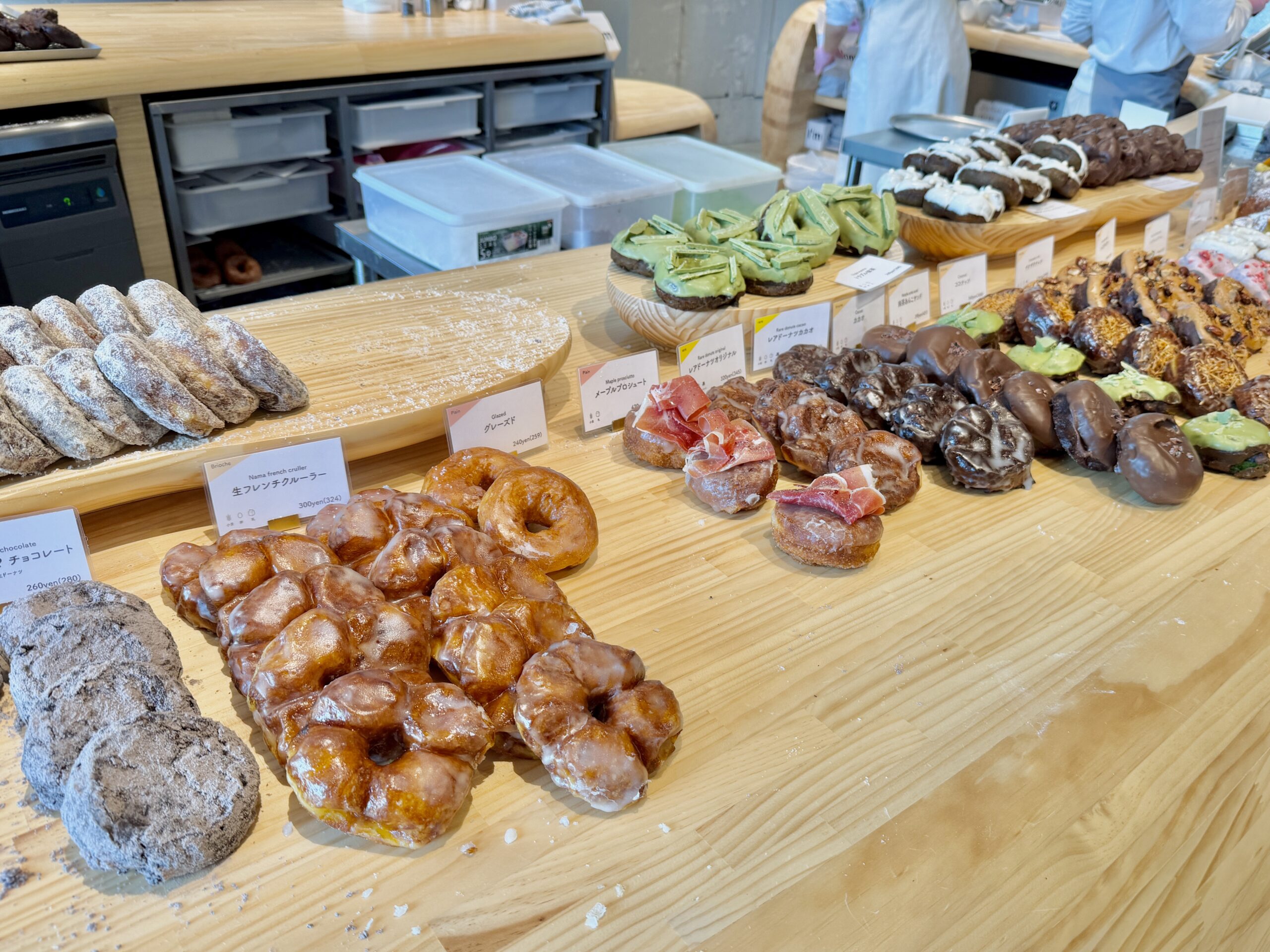 Donuts and breads lined up at I’m donut? Jiyugaoka Tokyo